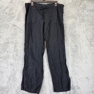 Victoria's Secret Pants Womens 8 Black Linen Drawstring Wide Leg Beach Lounge